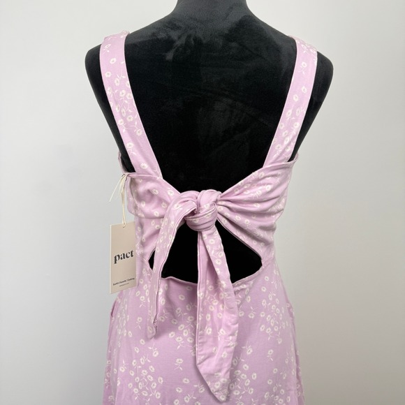 Pact Lilac Floral Tie Back Cutout Sundress Large Cottage Garden Spring Summer - Picture 5 of 10